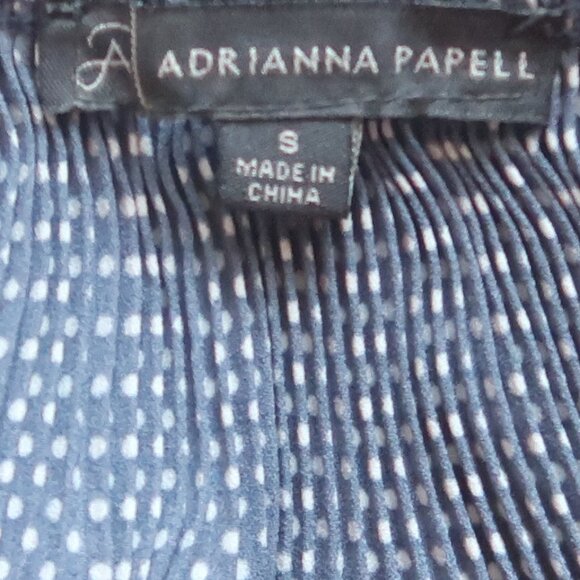 Adrianna Papell Blue Pleated Midi Skirt Polka Dot Elastic Waist Flowy A-Line S - Picture 4 of 9